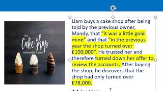 How to apply misrepresentation Liam cupcake scenario [upl. by Oludoet]