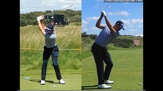 Justin Thomas golf swing  Long Iron faceon amp downtheline July 2017 [upl. by Zoilla]