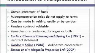 Misrepresentation Lecture 1 of 4 [upl. by Adriane924]